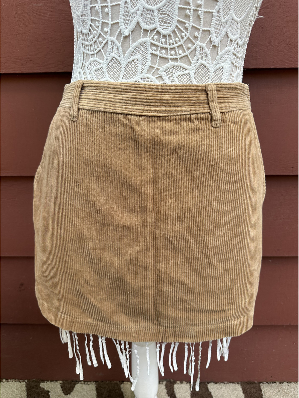 Forever 21 Tan Corduroy Mini Skirt 70s Retro Indie